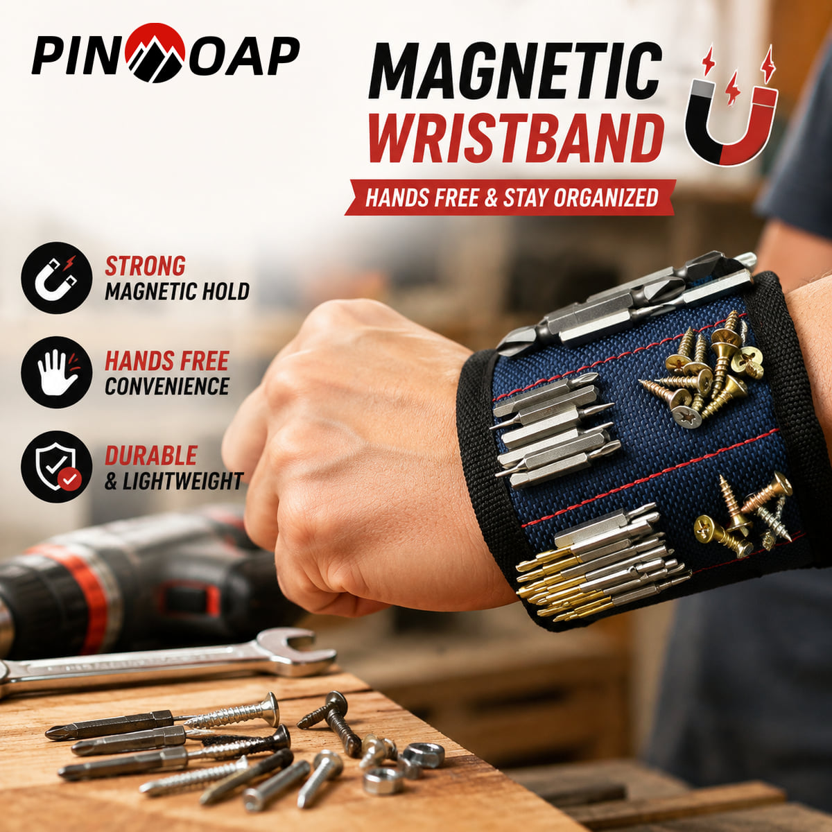 PINMOAP Magnetic Tool Wristban - Hand Tools In Workshop recension och pris
