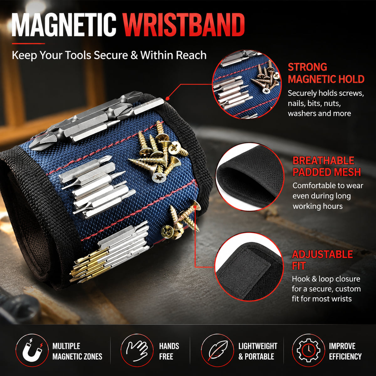 PINMOAP Magnetic Tool Wristban - Hand Tools In Workshop recension och pris